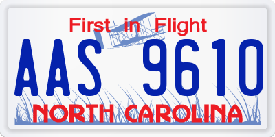 NC license plate AAS9610