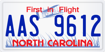 NC license plate AAS9612