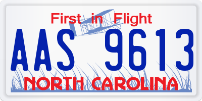 NC license plate AAS9613