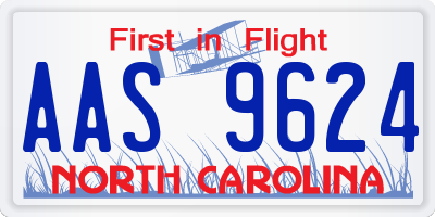 NC license plate AAS9624
