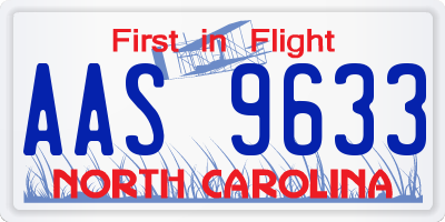 NC license plate AAS9633