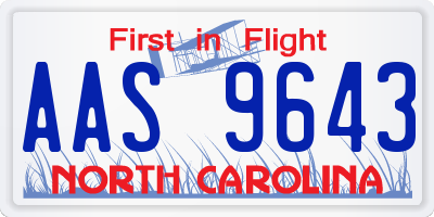 NC license plate AAS9643