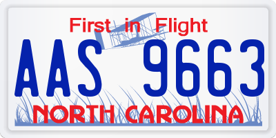 NC license plate AAS9663
