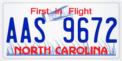 NC license plate AAS9672