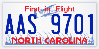 NC license plate AAS9701