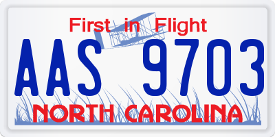 NC license plate AAS9703