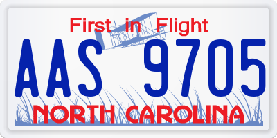NC license plate AAS9705