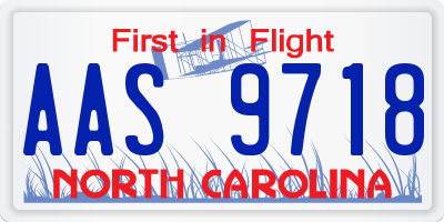 NC license plate AAS9718