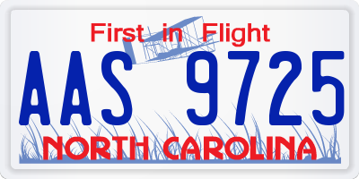 NC license plate AAS9725