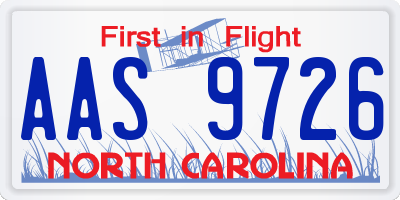NC license plate AAS9726