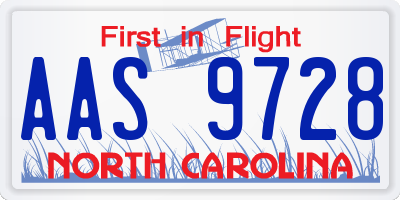 NC license plate AAS9728
