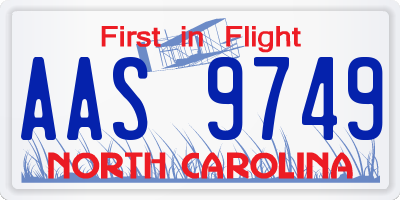 NC license plate AAS9749