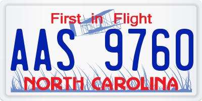 NC license plate AAS9760
