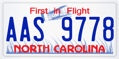 NC license plate AAS9778