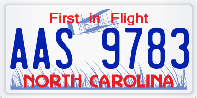 NC license plate AAS9783