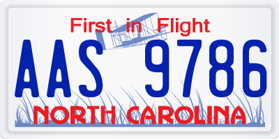 NC license plate AAS9786