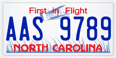 NC license plate AAS9789