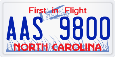 NC license plate AAS9800