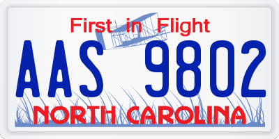 NC license plate AAS9802
