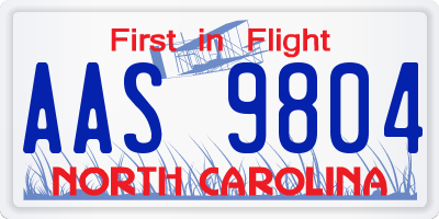 NC license plate AAS9804