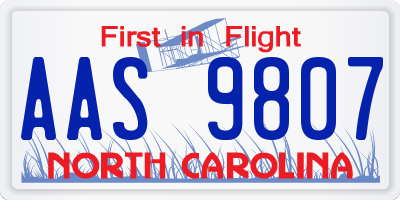 NC license plate AAS9807