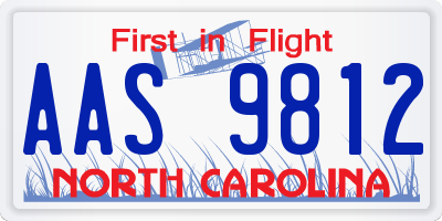 NC license plate AAS9812