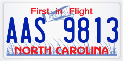 NC license plate AAS9813