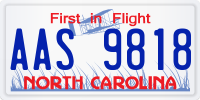 NC license plate AAS9818