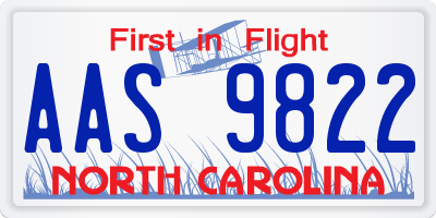 NC license plate AAS9822