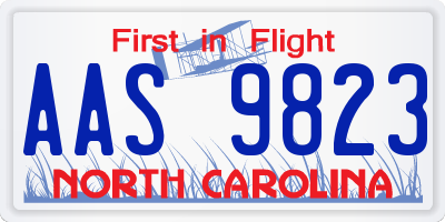 NC license plate AAS9823