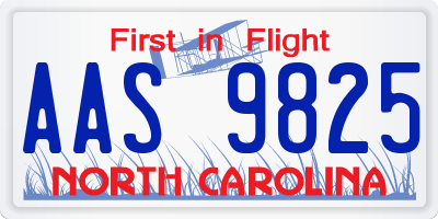 NC license plate AAS9825