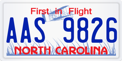 NC license plate AAS9826