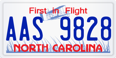 NC license plate AAS9828