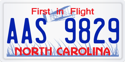NC license plate AAS9829