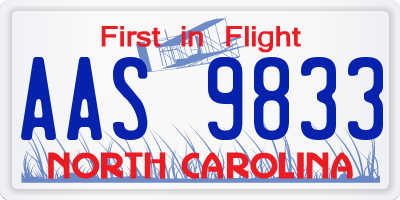 NC license plate AAS9833