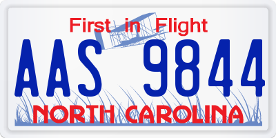 NC license plate AAS9844