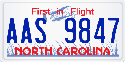 NC license plate AAS9847
