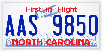 NC license plate AAS9850