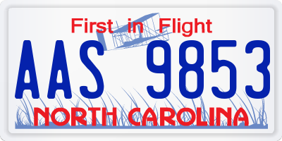 NC license plate AAS9853