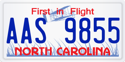 NC license plate AAS9855