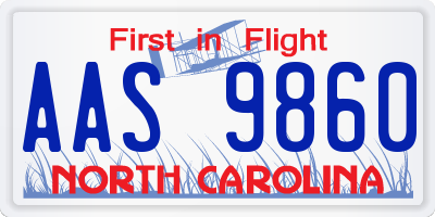 NC license plate AAS9860