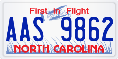 NC license plate AAS9862