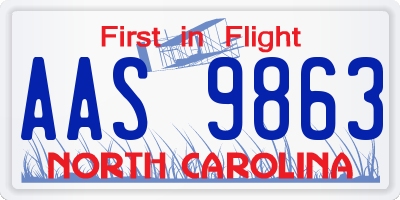 NC license plate AAS9863