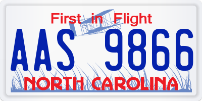 NC license plate AAS9866