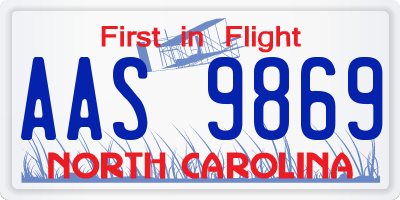 NC license plate AAS9869