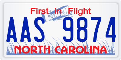NC license plate AAS9874