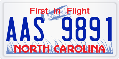NC license plate AAS9891