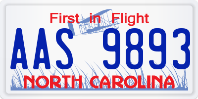 NC license plate AAS9893