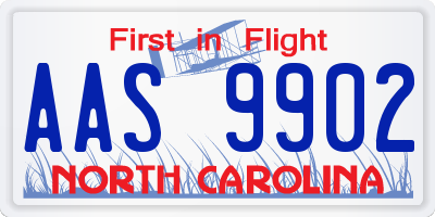 NC license plate AAS9902