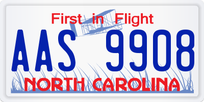 NC license plate AAS9908